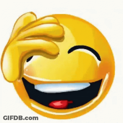 A Laughing Smiley Face Is Covering Its Face With Its Hand . GIF