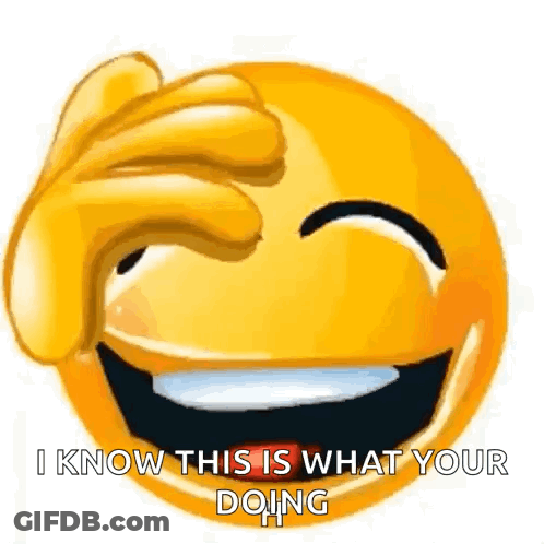 A Laughing Smiley Face With A Hand On Its Forehead . GIF