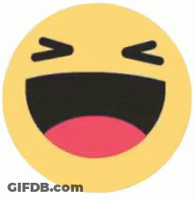 A Laughing Smiley Face With Its Mouth Open And Eyes Closed On A White Background . GIF