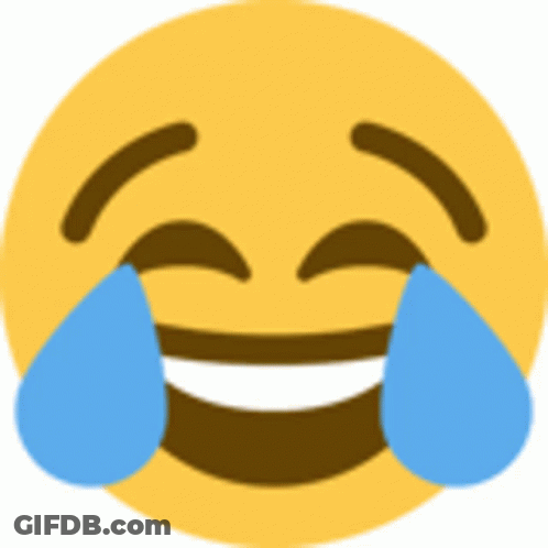A Laughing Smiley Face With Tears Coming Out Of Its Eyes . GIF