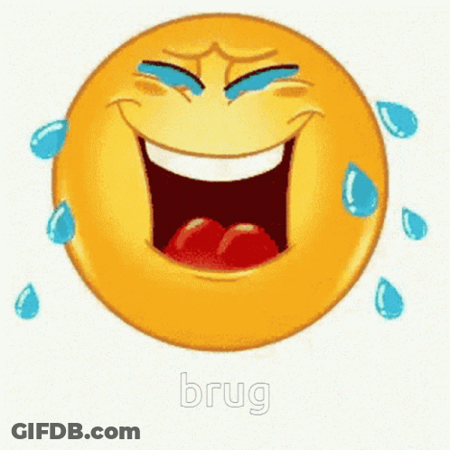 A Laughing Smiley Face With Tears Coming Out Of Its Eyes And The Word Brug Below It GIF