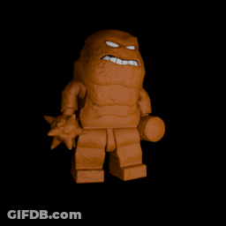 A Lego Figure With An Angry Face Holding A Hammer GIF