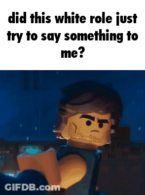 A Lego Man Is Reading A Book And Says Did This White Role Just Try To Say Something To Me GIF