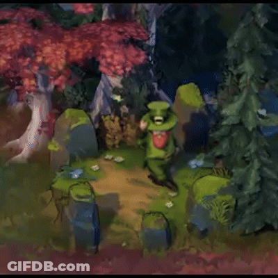 A Leprechaun In A Top Hat Is Standing In A Forest GIF