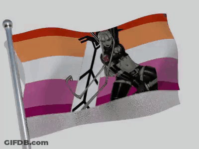 A Lesbian Flag With A Woman On It GIF