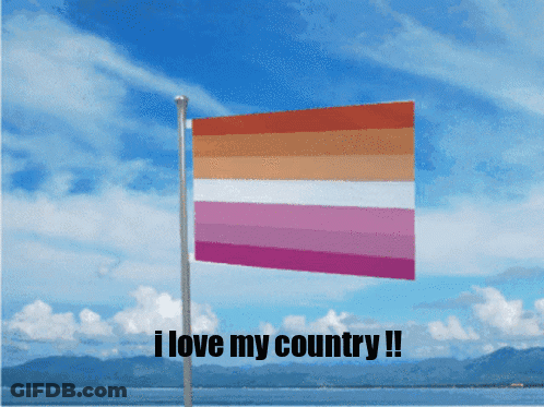 A Lesbian Flag With The Words I Love My Country On The Bottom GIF