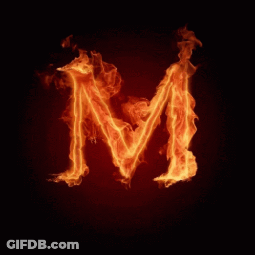 A Letter M Is Surrounded By Flames And Written In Russian GIF