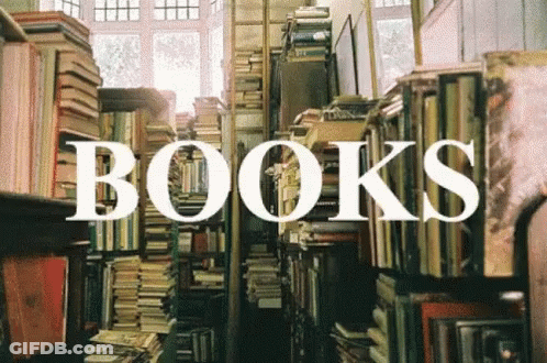A Library Filled With Lots Of Books And The Word Books On The Top GIF