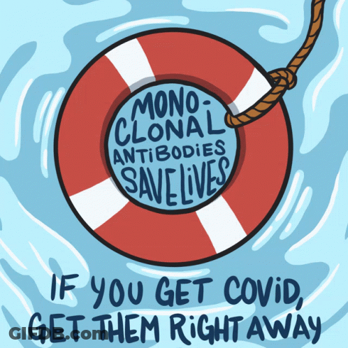 A Life Preserver With The Words Monoclonal Antibodies Save Lives Written On It GIF
