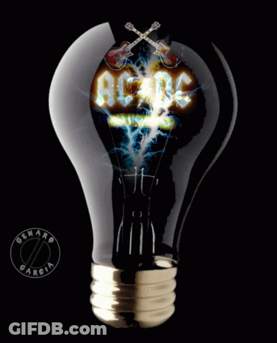 A Light Bulb With The Ac Dc Logo Inside GIF