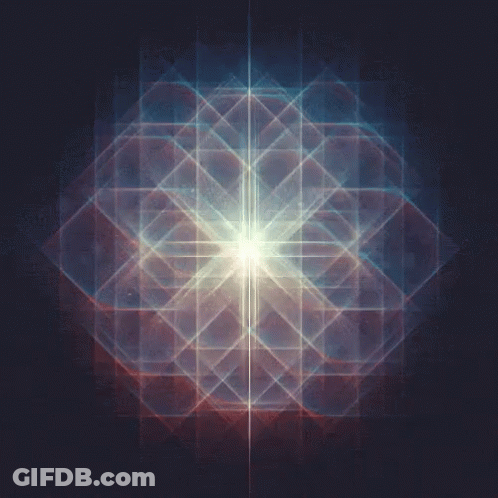 A Light Shines Through A Grid Of Squares In A Dark Room GIF