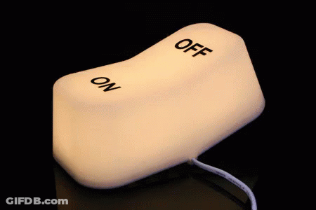 A Lighted Off And On Switch With A Cord Attached GIF