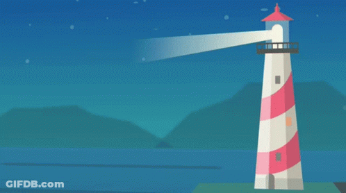 A Lighthouse On A Cliff Overlooking The Ocean GIF