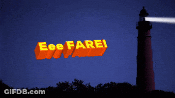 A Lighthouse With A Sign That Says " Eee Fare " GIF