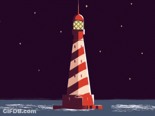 A Lighthouse With The Number 1 On The Top Of It GIF