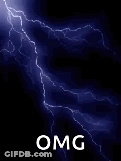 A Lightning Bolt In The Dark With The Word Omg Written On It . GIF