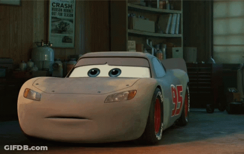 A Lightning Mcqueen Car With The Number 95 On It GIF