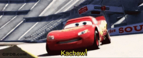 A Lightning Mcqueen From Cars Says Kachow GIF