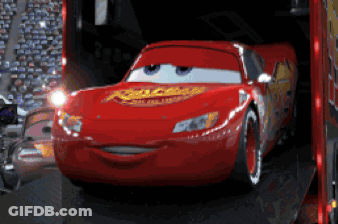 A Lightning Mcqueen From The Movie Cars Is Getting Ready To Race GIF