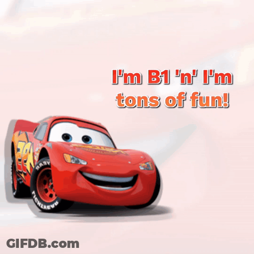 A Lightning Mcqueen From The Movie Cars Is Smiling GIF
