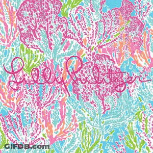 A Lilly Pulitzer Pattern With Corals And Jellyfish GIF