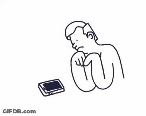 A Line Drawing Of A Man And A Woman Looking At A Statue GIF