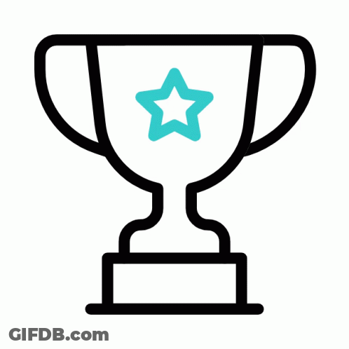 A Line Drawing Of A Trophy With A Star On Top GIF