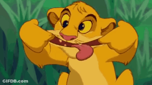 A Lion Cub From The Lion King Is Making A Funny Face With His Tongue Out . GIF