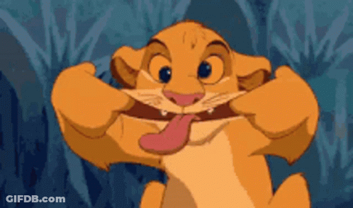 A Lion From The Lion King Making A Funny Face With Its Tongue Out GIF