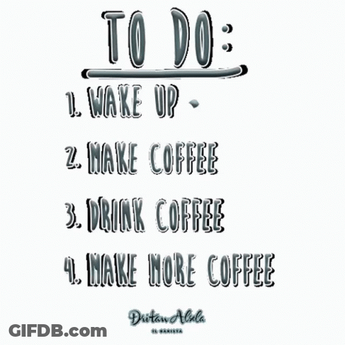 A List Of Things To Do Including Drinking Coffee GIF
