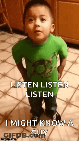 A Little Boy In A Green Shirt Is Standing On A Tiled Floor And Says `` Listen Listen Listen '' . GIF