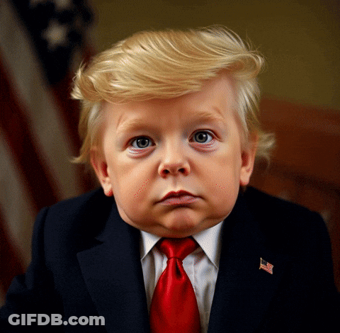 A Little Boy In A Suit And Tie With An American Flag Pin On His Lapel GIF