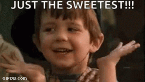 A Little Boy Is Making A Funny Face And Saying `` Just The Sweetest !!! '' . GIF