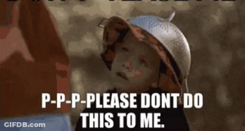 A Little Boy Wearing A Hat Is Saying P-P-P-Please Dont Do This To Me GIF