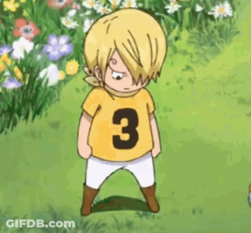 A Little Boy Wearing A Yellow Shirt With The Number Three On It . GIF
