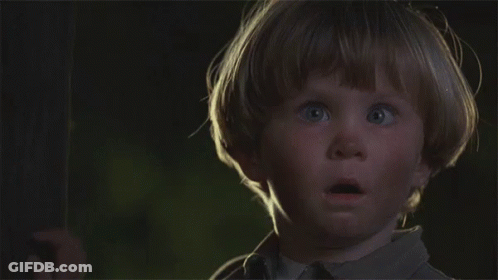 A Little Boy With A Surprised Look On His Face And The Word Yep Behind Him GIF