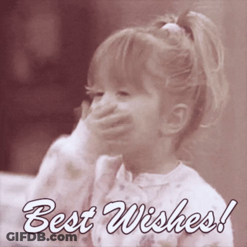 Girl Covering Mouth With Best Wishes Text GIF