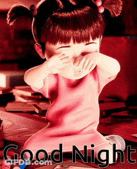 A Little Girl Covering Her Mouth With Her Hands And The Words Good Night GIF