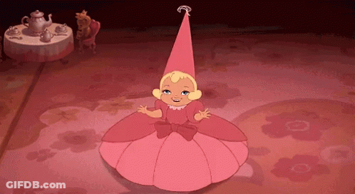 A Little Girl In A Pink Dress And Hat GIF