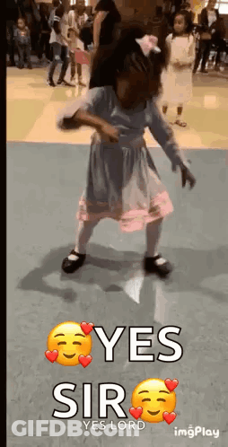 A Little Girl In A Pink Dress Is Dancing On A Dance Floor In Front Of A Crowd . GIF