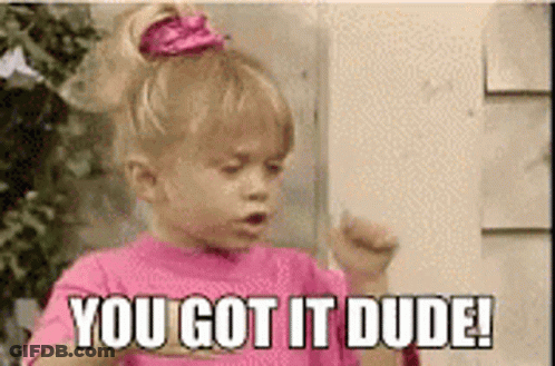 A Little Girl In A Pink Shirt Is Making A Funny Face And Saying `` You Got It Dude '' . GIF