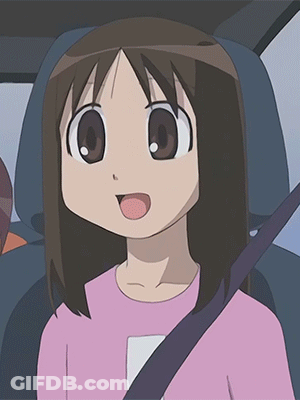 A Little Girl In A Pink Shirt Is Sitting In The Back Seat Of A Car GIF