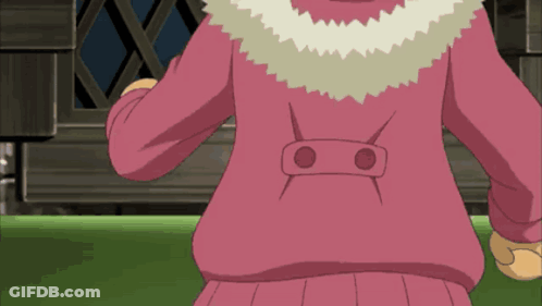 A Little Girl In A Pink Sweater With A Fur Collar GIF
