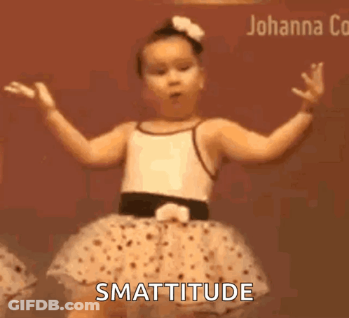 A Little Girl In A Tutu Is Dancing And The Words " Smattitude " Are Visible GIF