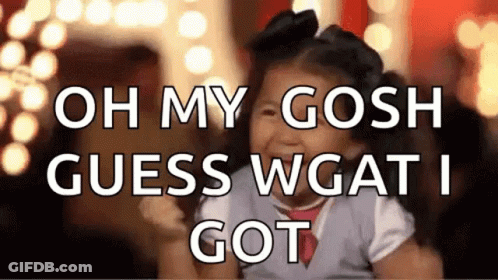 A Little Girl Is Crying And Saying Oh My Gosh Guess Wgat I Got . GIF