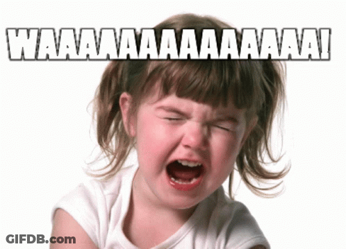A Little Girl Is Crying With The Words Waaaa Written On Her Face GIF