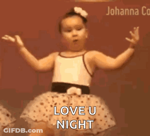 A Little Girl Is Dancing And The Words Love U Night Are Visible GIF