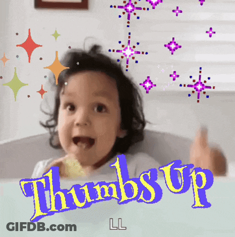 A Little Girl Is Giving A Thumbs Up And The Words Thumbs Up Ll Are Next To Her GIF