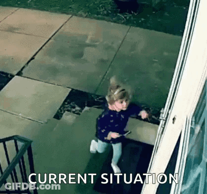 A Little Girl Is Jumping Out Of A Window . GIF