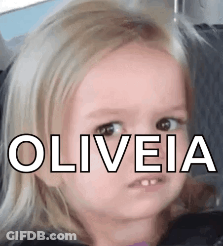 A Little Girl Is Making A Funny Face With The Name Oliveia On Her Face GIF